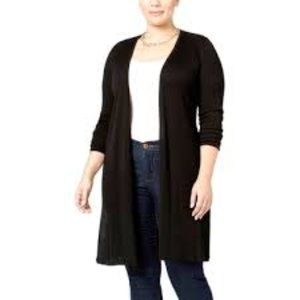 INC black rib knit duster cardigen